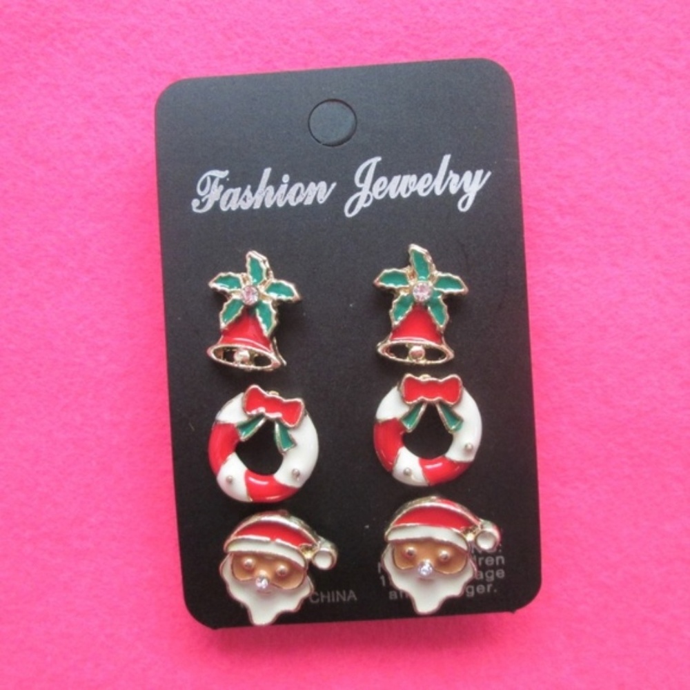 nwt ugly christmas earrings santa bell xmas wreath